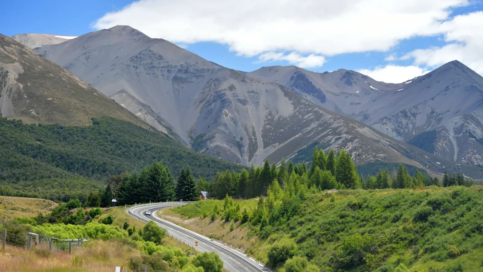 A winding highway through New Zealand's Southern Alps