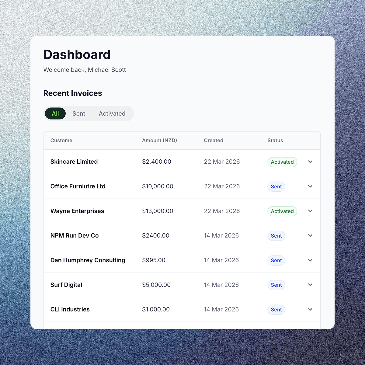 PaidTerms dashboard